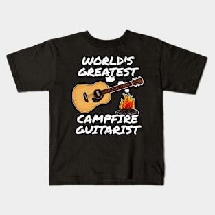 World's Greatest Campfire Guitarist, Camping Guitar Musician Kids T-Shirt